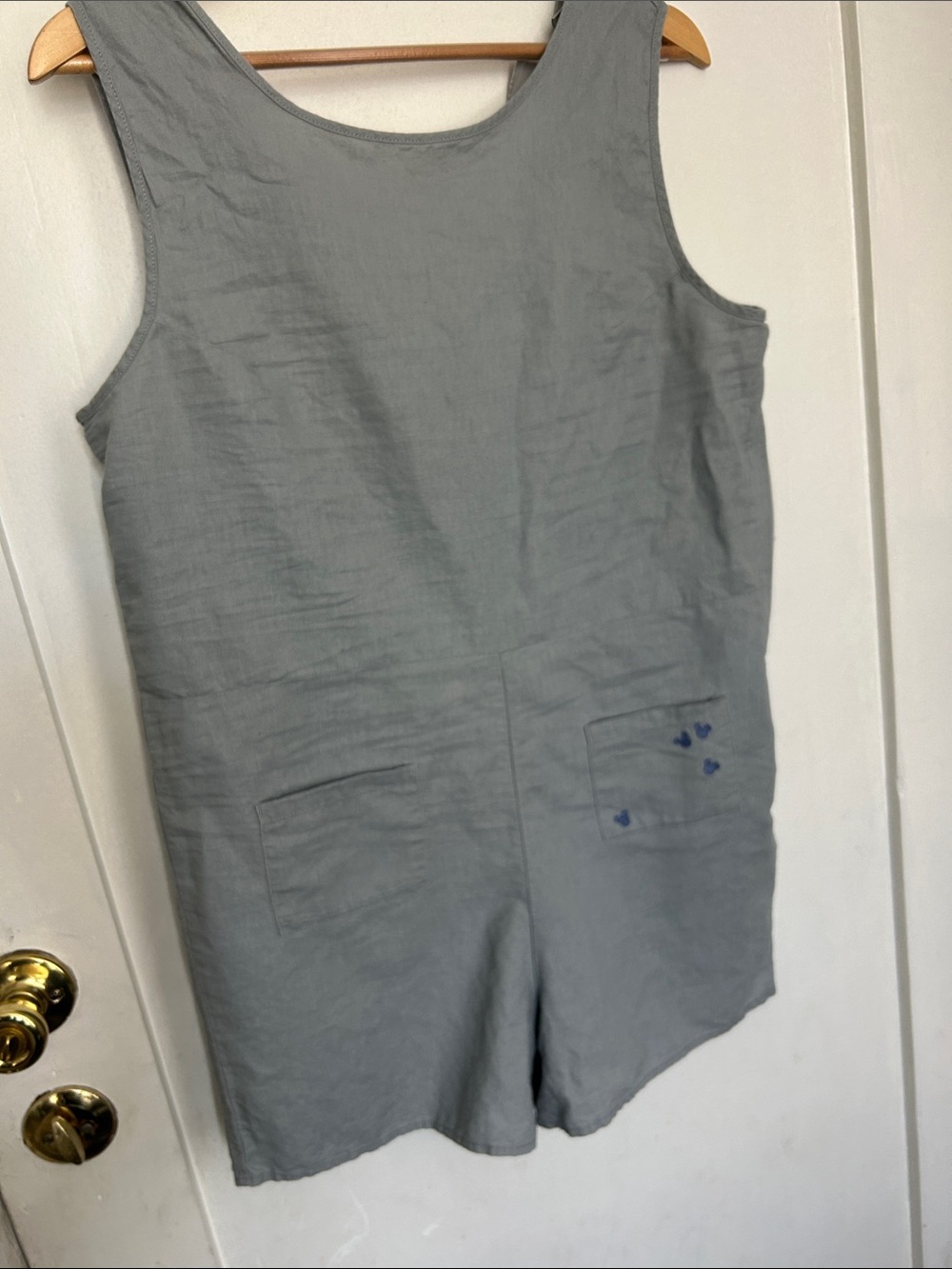 Gray Sleeveless Linen Romper with Patch Pockets Junkfood X Disney Women’s Large